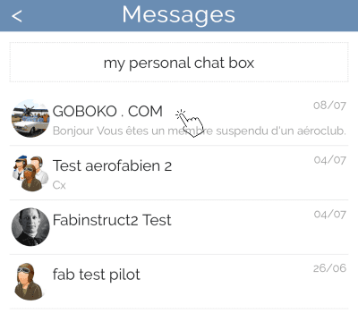 Liste des conversations chat